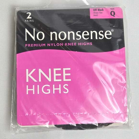 no nonsense Accessories - 2 Pairs No Nonsense Premium Nylon Knee Highs, Off Black, Sheer Toe, M45, Q, New
